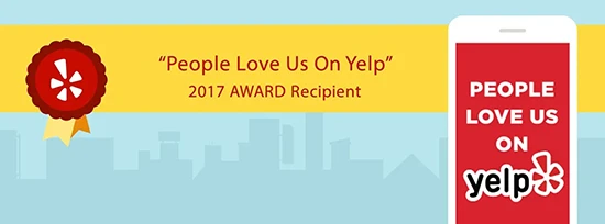 A graphic announcing the clinic as a favorite on Yelp and inviting patients to leave a review